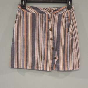 Altar'd State Muli Colored Striped Mini Skirt With buttons Size Small